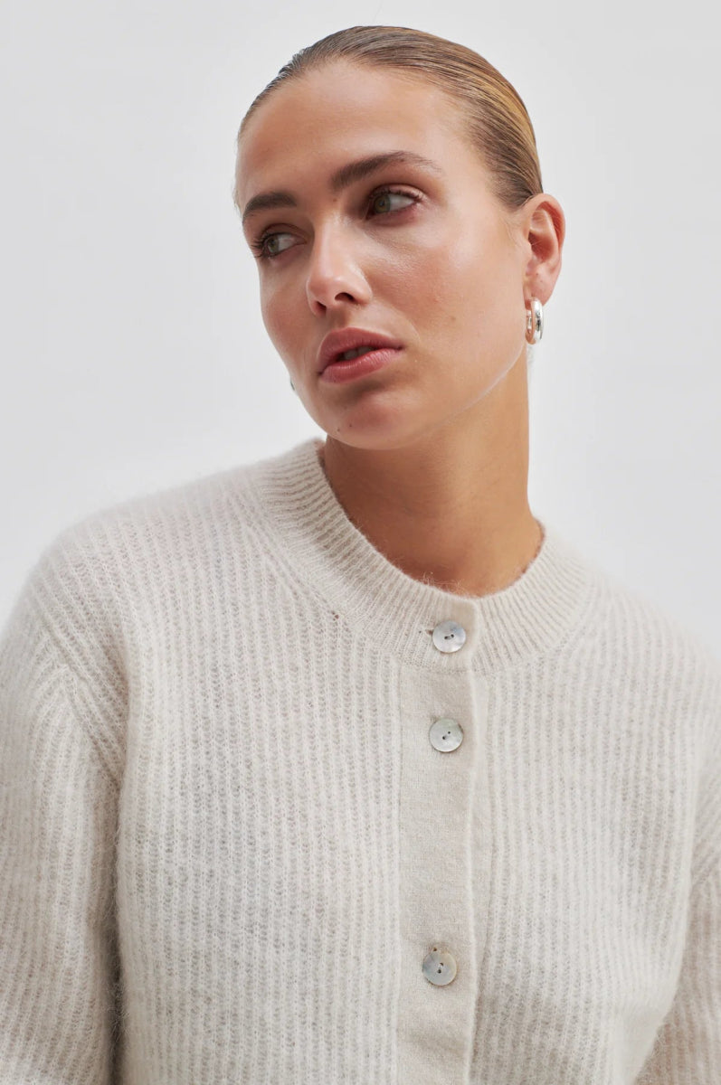 Andrea Knit Rib Cardigan - Pumice Stone - Second Female - London Bazar