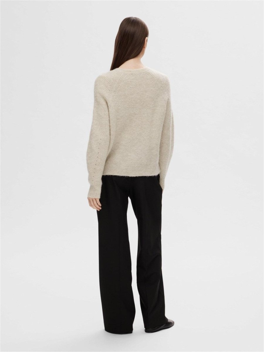 SLFLulu LS Knit Short Cardigan - Birch Melange - Selected Femme - London Bazar